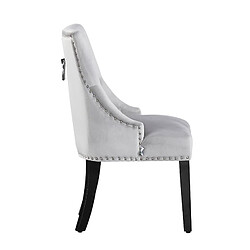 Avis Home Design International Chaise Capitonnée en Velours Gris - Style Classique & Design - Pieds en Bois - Salle à Manger, Salon ou Coiffeuse - Windsor