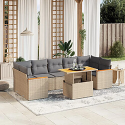 vidaXL Salon de jardin avec coussins 8 pcs beige résine tressée 