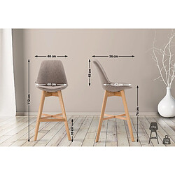 Non Lot de 2 tabourets de bar Cannes tissu naturel