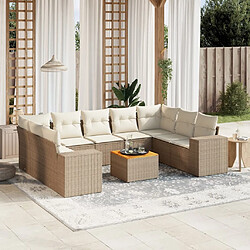 Maison Chic Salon de jardin avec coussins 10 pcs, Ensemble Tables et chaises de jardin, beige résine tressée -GKD598157