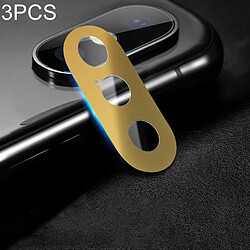 Wewoo 3 PCS 10D Couverture complète de protection d'objectif de téléphone portable en métal de arrière pour iPhone XS Max / XS / X Or