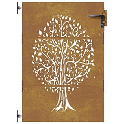 Avis vidaXL Portail de jardin 85x125 cm acier corten conception de l'arbre