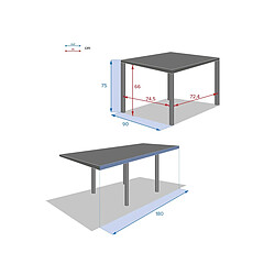 Table extensible carrée en verre Piazza 4/8 places Gris anthracite - Hespéride pas cher