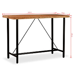 vidaXL Table de bar Bois massif d'Acacia 150x70x107 cm pas cher