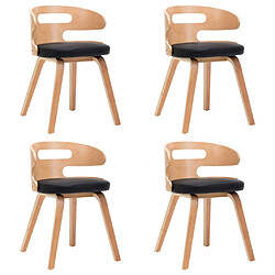 Decoshop26 Lot de 4 chaises de salle à manger cuisine design intemporel bois courbé et synthétique noir CDS021778 