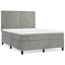 vidaXL Sommier à lattes de lit et matelas Gris clair 140x200cm Velours