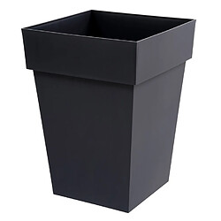 EDA Plastiques Pot de fleur haut carré noir en polyéthylène 51L TOSCANE