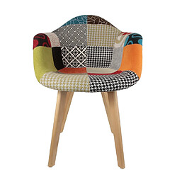 Mes Lot de 2 fauteuils 62x43x85 cm tissu patchwork Fauteuil scandinave Patchwork (Lot de 2) multicolore