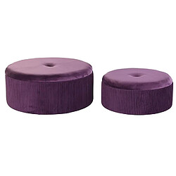 Pegane Set de 2 repose-pieds Coffres pourpre en velours 