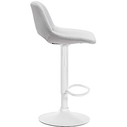 Decoshop26 Tabourets de bar chaises haute x2 avec repose-pieds en velours gris clair piètement métallique blanc 10_0004089 pas cher