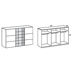 Avis Inside 75 Armoire coulissante ELYSIA 300cm blanc verre gris