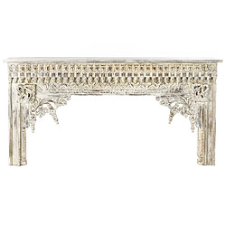 Pegane Table console en bois de manguier coloris blanc vieilli - Longueur 150 x Profondeur 41 x hauteur 76 cm