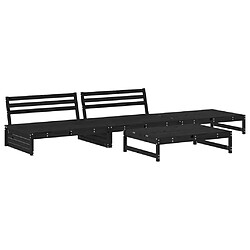 vidaXL Salon de jardin 4 pcs noir bois massif de pin