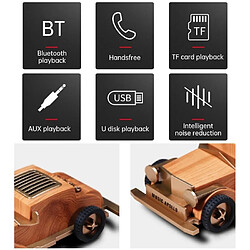 Yonis Mini Enceinte Bluetooth Rétro Voiture En Bois Subwoofer USB Autonomie 6h pas cher