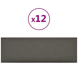 vidaXL Panneaux muraux 12 pcs Gris 90x30 cm Similicuir 3,24 m²