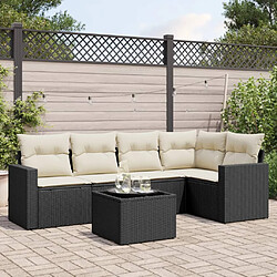 vidaXL Salon de jardin 6 pcs avec coussins noir résine tressée