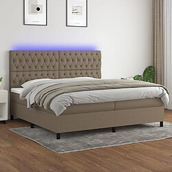 vidaXL Sommier à lattes de lit et matelas et LED Taupe 200x200cm Tissu 