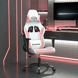 Maison Chic Chaise de jeu, Chaise gaming de massage, Fauteuil gamer d'ordinateur,Chaise de Bureau Blanc et rose Similicuir -GKD99847