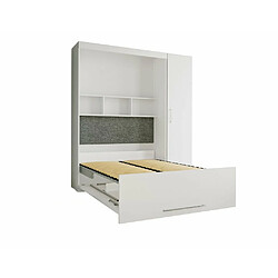 Inside 75 Composition armoire lit LUTECIA blanc mat Couchage 140 x 190 cm colonne armoire