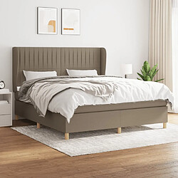 vidaXL Sommier à lattes de lit avec matelas Taupe 180x200 cm Tissu