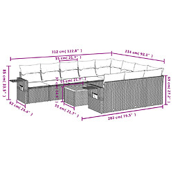 Avis vidaXL Salon de jardin 11 pcs avec coussins gris résine tressée