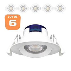 BRAYTRON Lot de 5 Spots LED encastrables rond blanc 5W IP20 4000K 