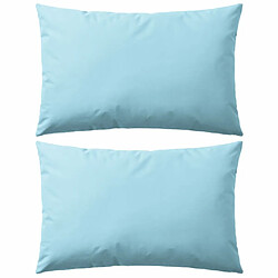 Decoshop26 Lot de 2 coussins oreiller pour extérieur décoration jardin 60 x 40 cm bleu clair DEC020100