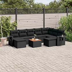 Maison Chic Salon de jardin 10 pcs avec coussins, Ensemble Tables et chaises d'extérieur noir résine tressée -GKD308314