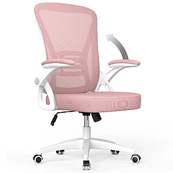 BIGZZIA Chaise de Bureau Ergonomique Siège - Fauteuil avec 2D Accoudoirs - Support lombaire - Réglable en hauteur Rose