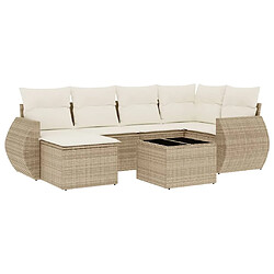 vidaXL Salon de jardin avec coussins 7 pcs beige résine tressée