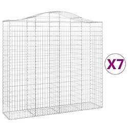 vidaXL Paniers à gabions arqués 7 pcs 200x50x180/200 cm Fer galvanisé