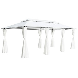 vidaXL Belvédère avec rideaux 600x298x270 cm Blanc 180 g/m²