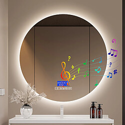 RAVAS Miroir rond salle-de-bain - 100cm - avec Bluetooth - affichage de la température - Anti-buée - réglage à 6 touches 