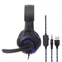 General Casque de jeu stéréo Pro à suppression de bruit sur l'oreille avec micro, basses surround, microphone omnidirectionnel à suppression de bruit, cache-oreilles à mémoire douce pour ordinateur portable Mac(bleu Noir) 