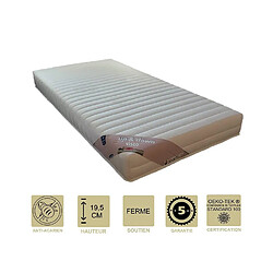 Provence Literie Lot de 2 Matelas Mémoire de Forme 58 Kg/m3 90x200 x 19,5 cm - Ferme + 2 Oreillers Visco - 5 Zones de Confort - Noyau Mouse 35 Kg/m3 HD Haute Résilience - Hypoallergénique 