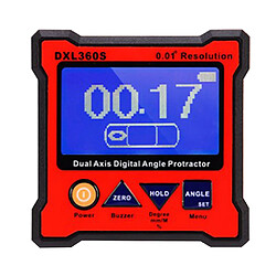 DXL360S Rapporteur d’Angle Numérique de 2 Axes 5V 500mA avec Indicateur au Niveau Magnétique Base Haute Précision Numérique Affichage Côté UK