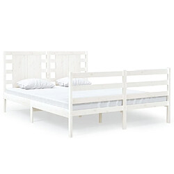 Maison Chic Lit Moderne Chambre - Cadre/structure de lit pour adulte Blanc Bois de pin massif 120x190 cm Petit Double -MN94112