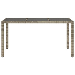 Avis vidaXL Table de jardin dessus en verre Gris 150x90x75cm Résine tressée