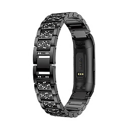 Avis Wewoo Bracelet pour montre connectée en acier inoxydable serti de diamants Fitbit Charge 3 noir