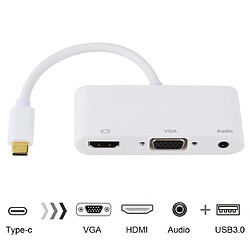 Wewoo HUB USB 2.0 + port audio + adaptateur VUB + HDMI vers USB-C / Type-C blanc