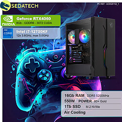 Sedatech PC Gamer • Intel i7-12700KF • RTX4060 • 16Go DDR5 • 1To SSD M.2 • sans OS