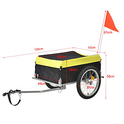 Remorque Vélo pour Chien Acier et Polyester 130x65x50cm Jaune et Noir [pro.tec]