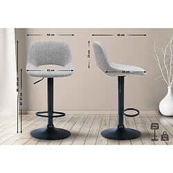 Non Lot de 2 tabourets de bar Camden tissu noir 