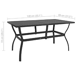 vidaXL Table de jardin Anthracite 140x80x72 cm Acier pas cher