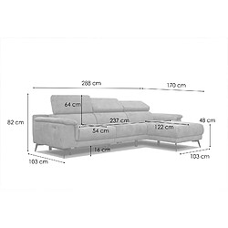 Acheter Courtois Laville Canapé d'angle droit 4 places tissu marron noix - Fiero