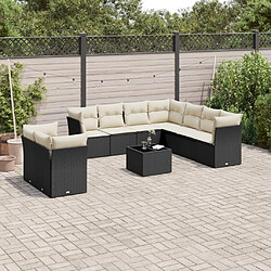 Maison Chic Salon de jardin 10 pcs avec coussins, Ensemble Tables et chaises d'extérieur noir résine tressée -GKD304085