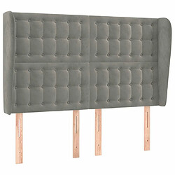 Maison Chic Tête de lit scandinave avec oreilles,meuble de chambre Gris clair 147x23x118/128 cm Velours -MN13472