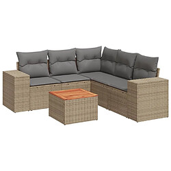 vidaXL Salon de jardin avec coussins 6 pcs beige résine tressée