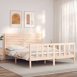 Maison Chic Cadre/structure de lit avec tête de lit pour adulte - Lit Moderne Chambre 160x200 cm bois massif -MN26403