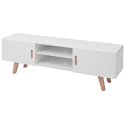 Maison Chic Meuble TV scandinave - Banc TV pour salon MDF 150x35x48,5 cm Blanc brillant -MN24323